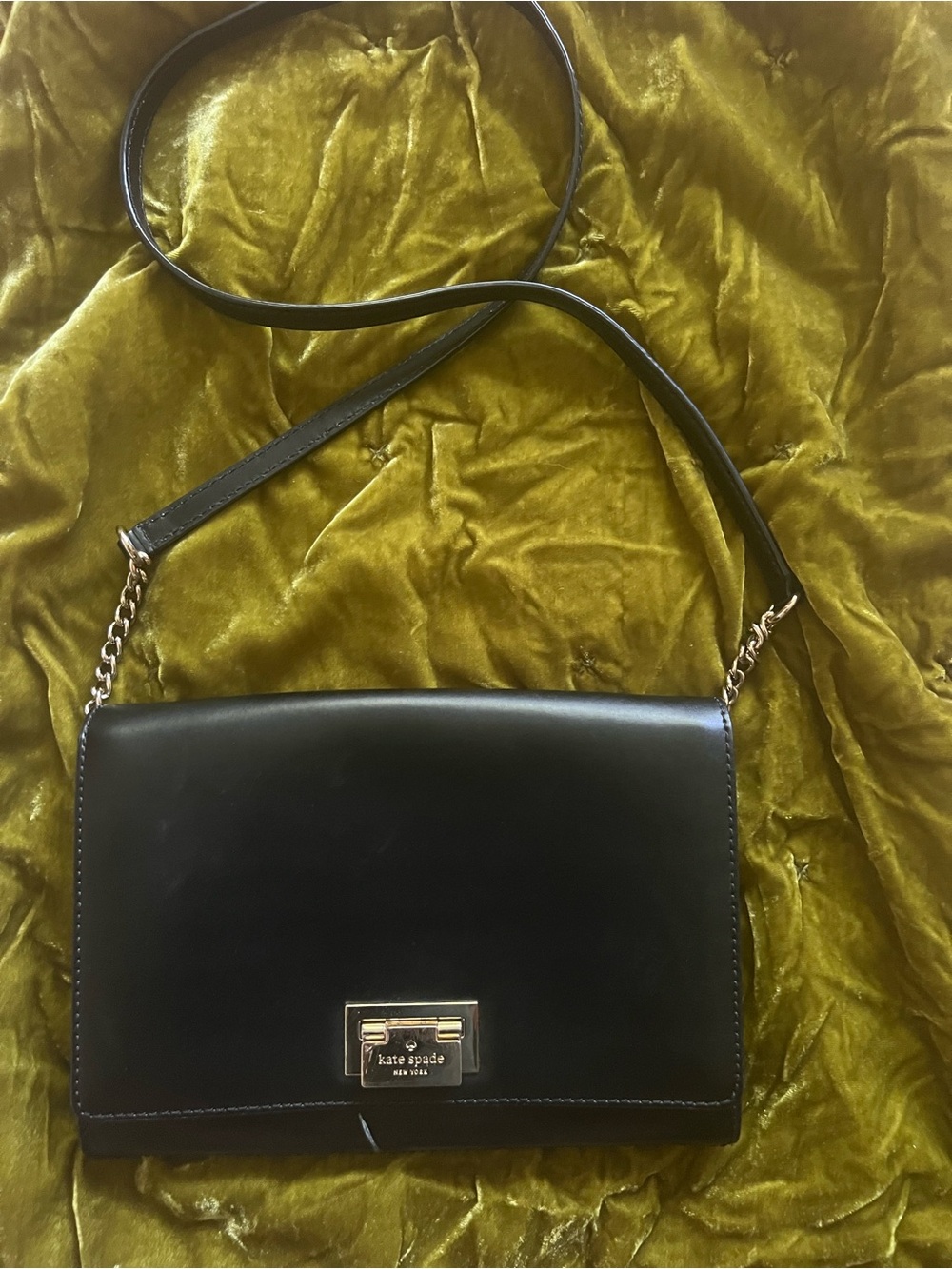 kate spade Black Leather Crossbody with Gold-Tone Lock - Picture 2 of 13